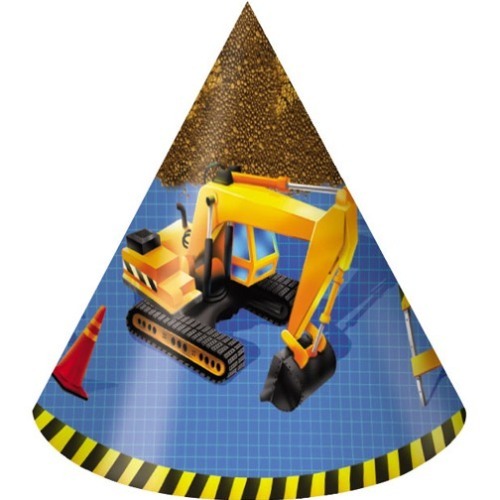 Under Construction Party Hats (Pack of 8)