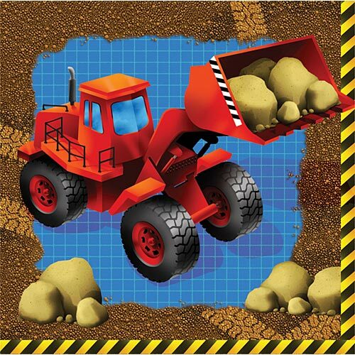 Under Construction Small Napkins / Serviettes (Pack of 16)