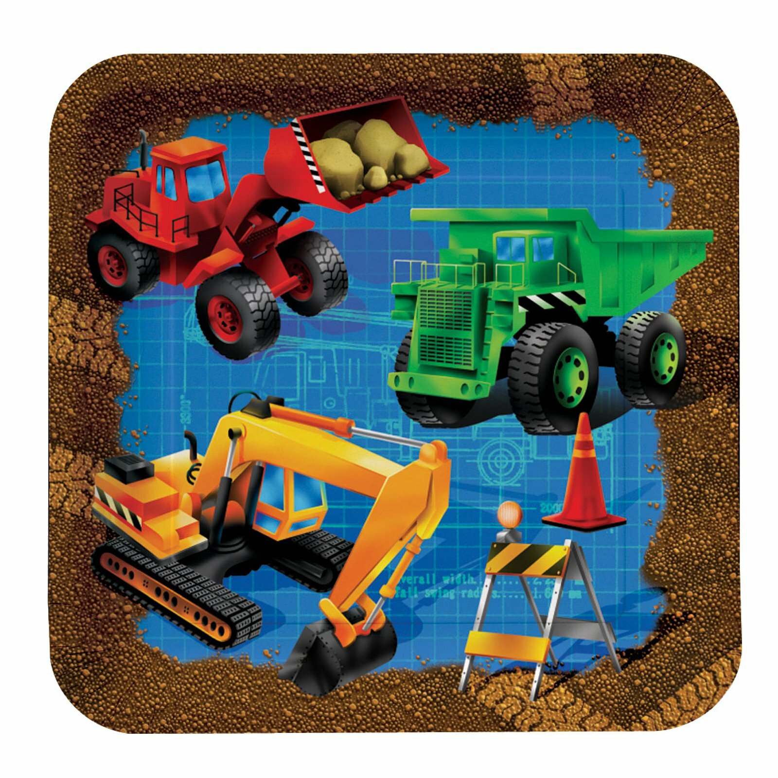 Under Construction Small Paper Plates (Pack of 8)