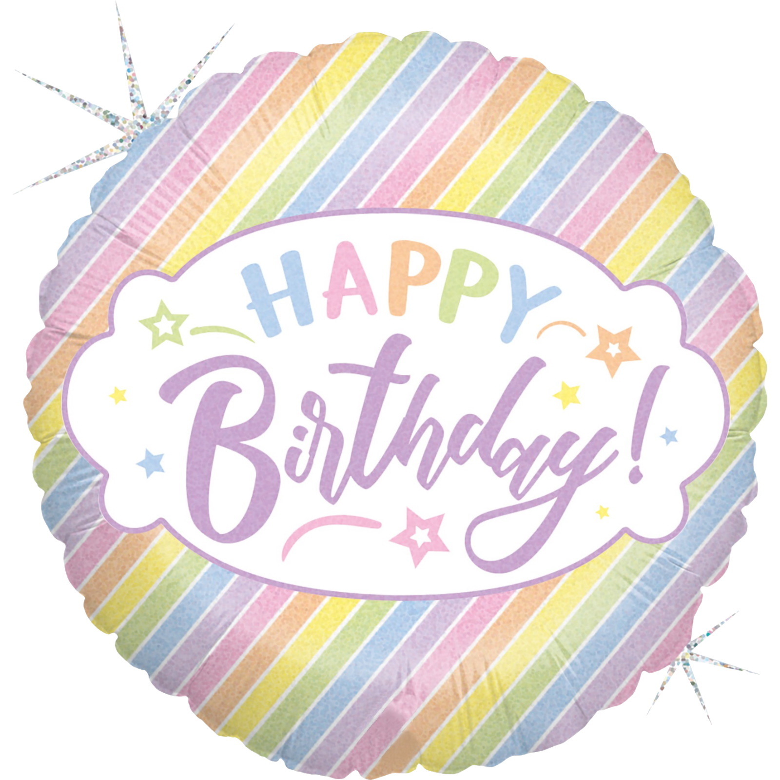 Pastel Happy Birthday Glitter Holographic Helium Balloon