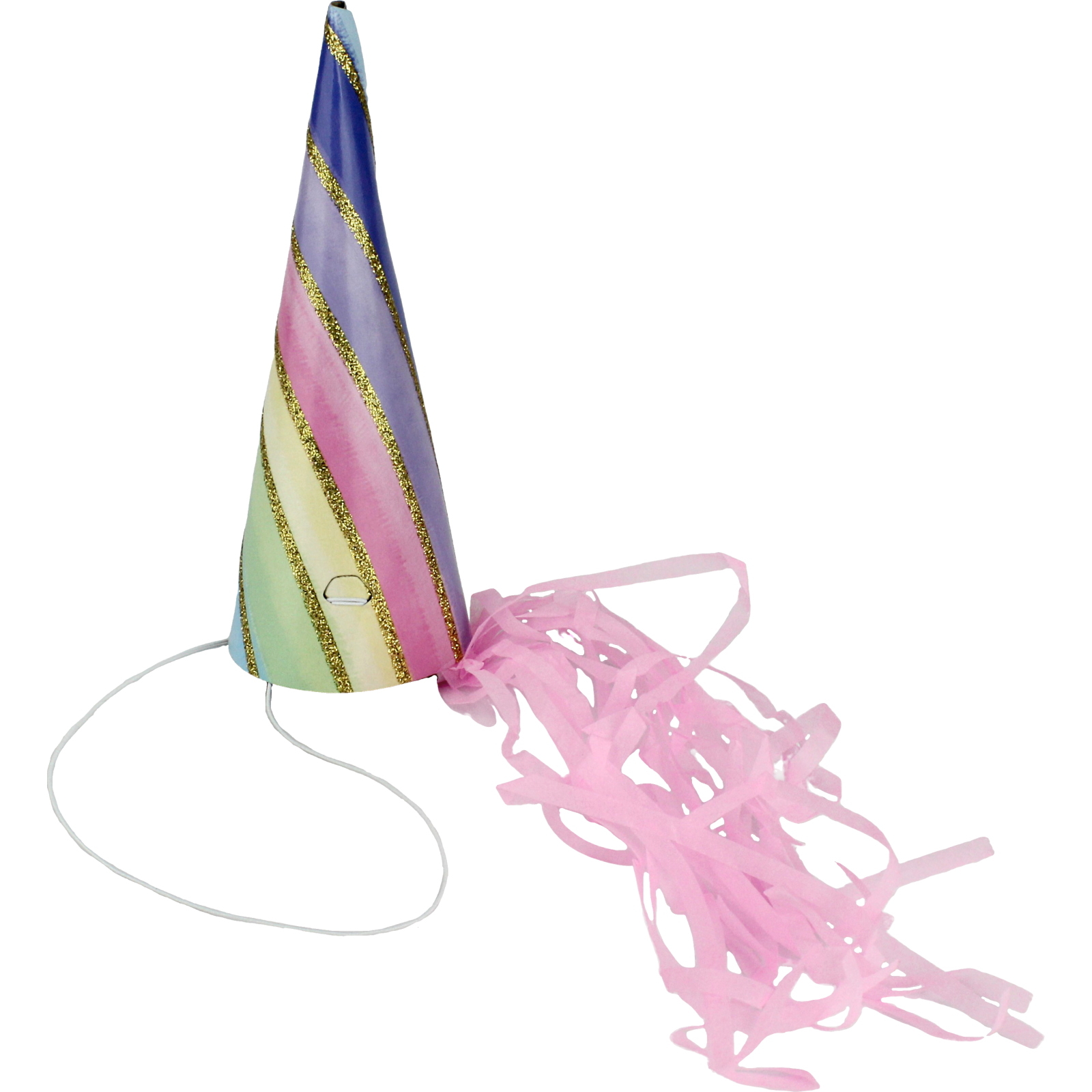 Pastel Rainbow & Gold Glitter Unicorn Horns (Pack of 6)