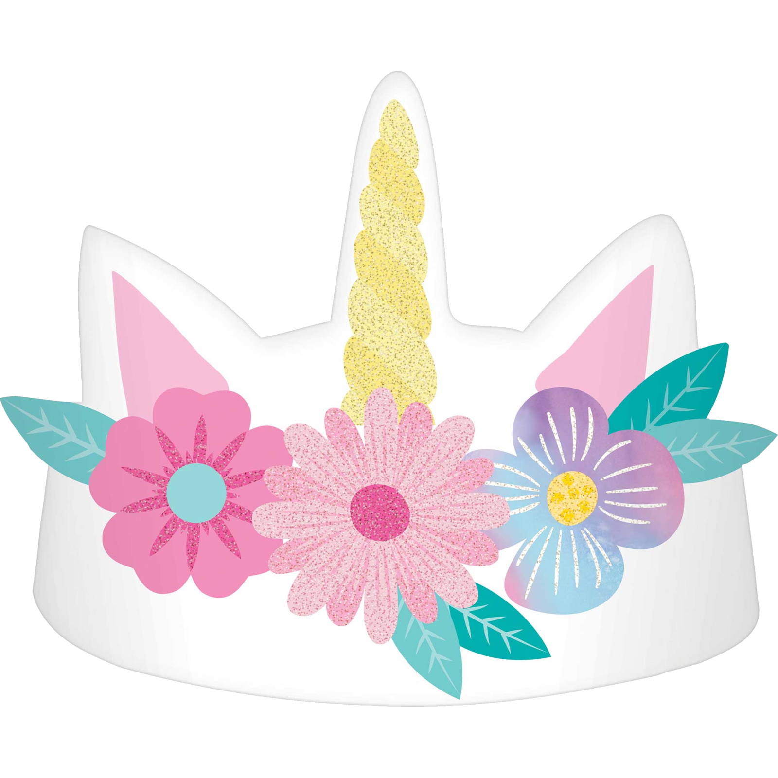 Enchanted Unicorn Glittered Paper Crowns (Pack of 8)