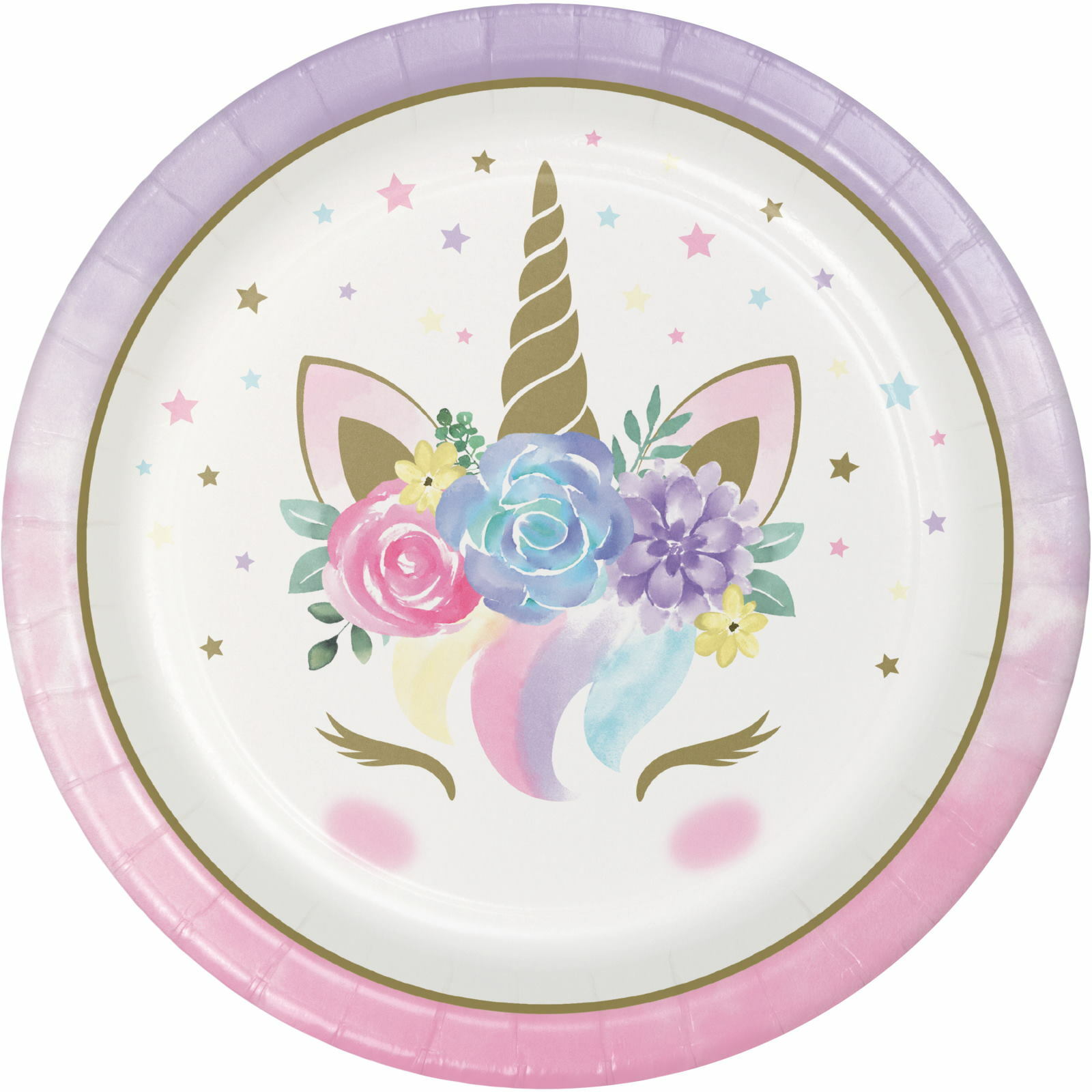 Floral Unicorn Large Paper Plates (Pack of 8)