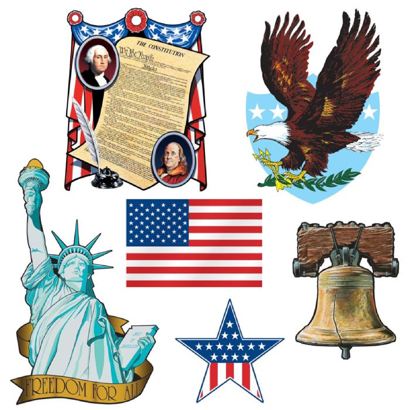 American Patriotic Cutout Wall Decorations (Pack of 6)