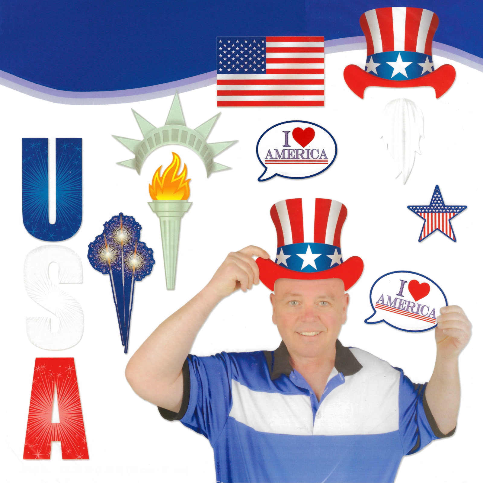 Patriotic American Photo Fun Signs (Pack of 11)