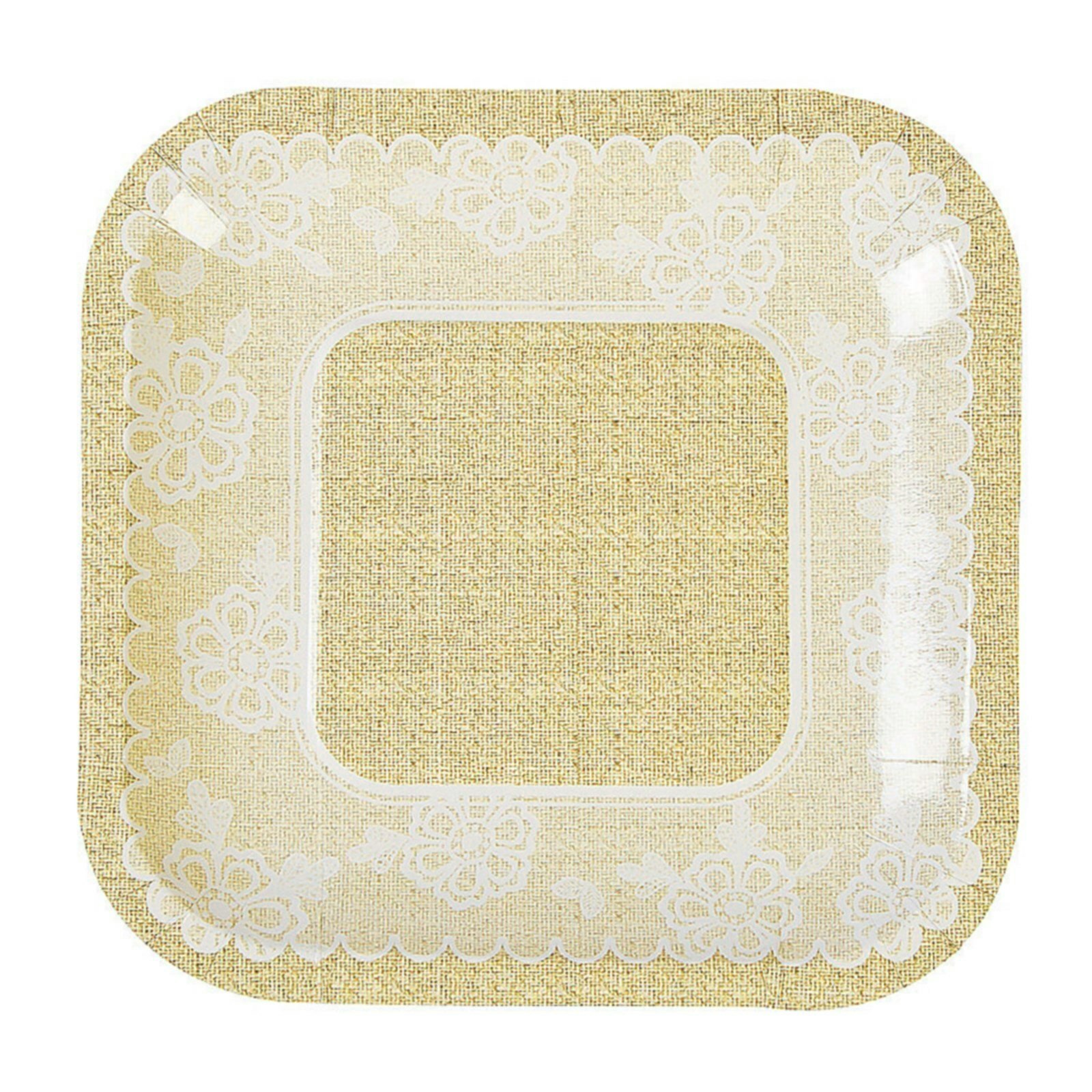 Vintage Burlap and Lace Small Paper Plates (Pack of 8)