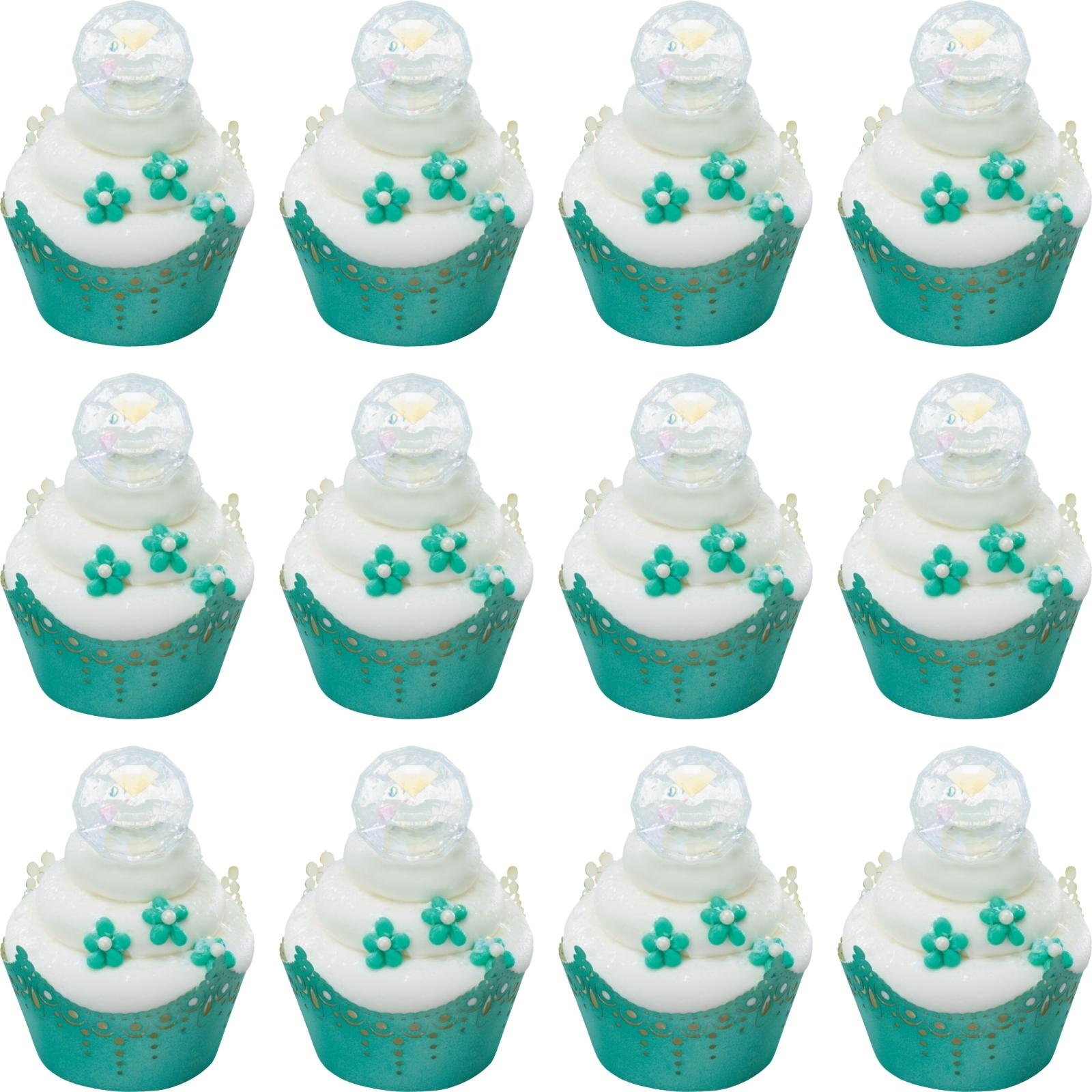 Iridescent Diamond Cupcake Rings (Pack of 12)