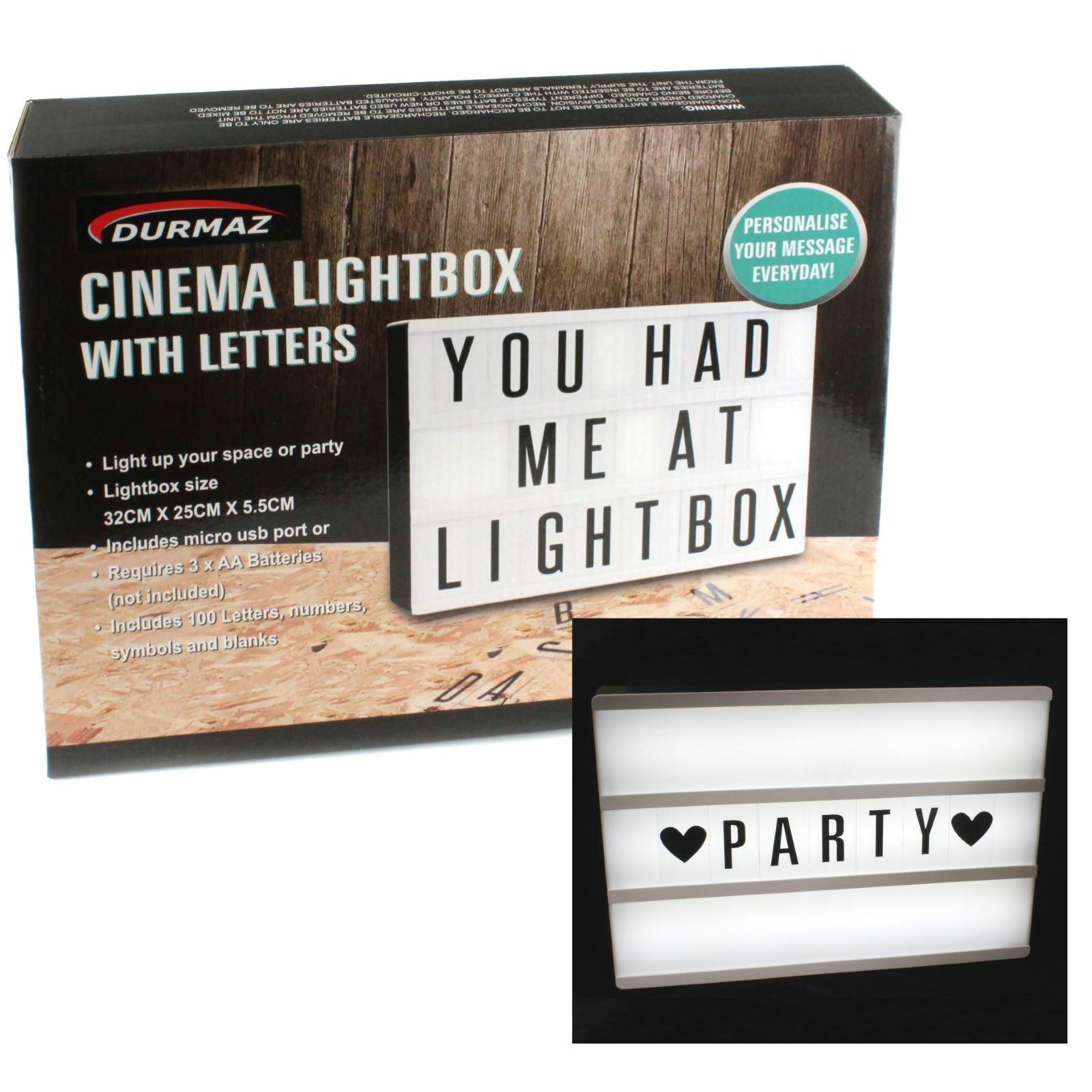 Cinema Lightbox with Letters