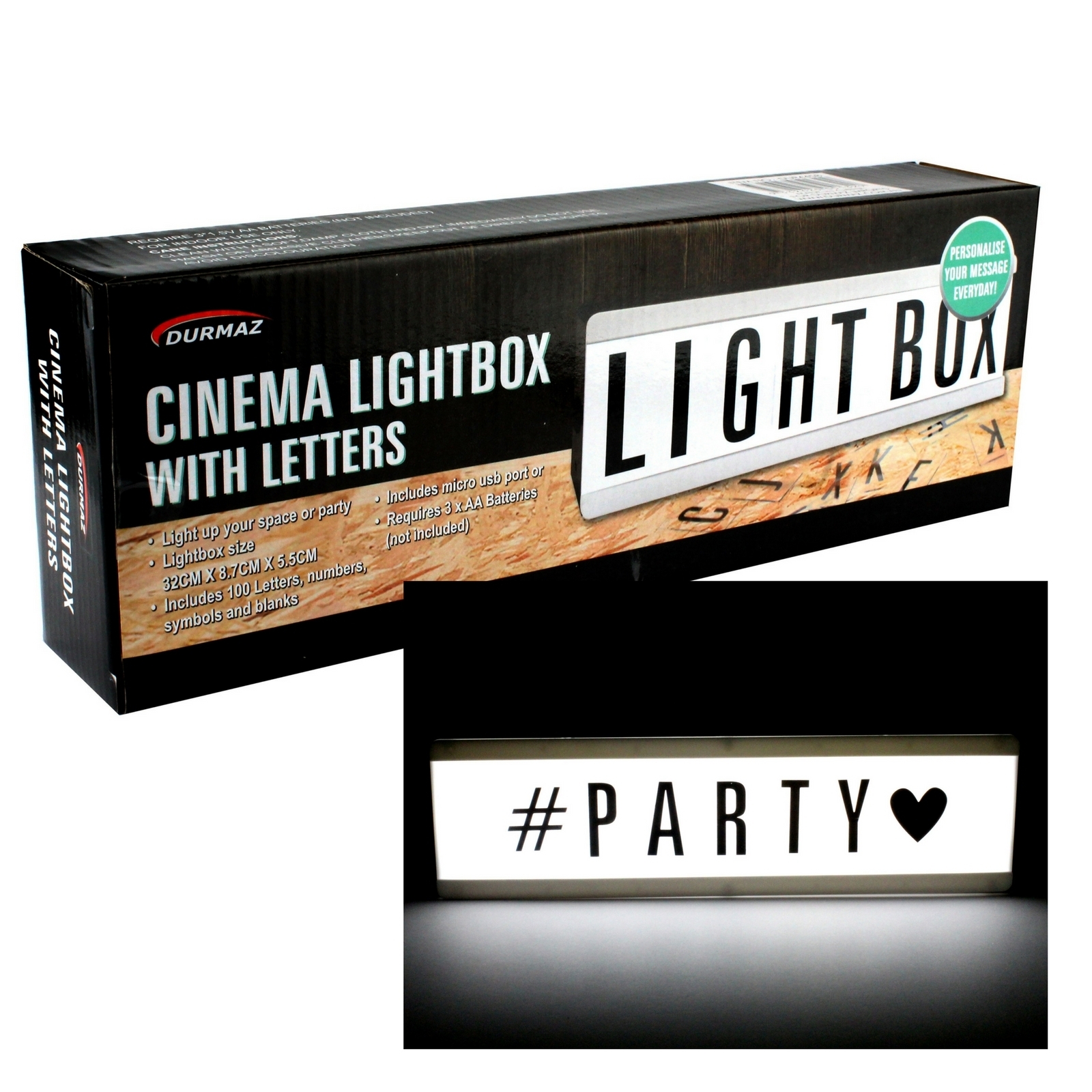 Small Cinema Lightbox with Letters