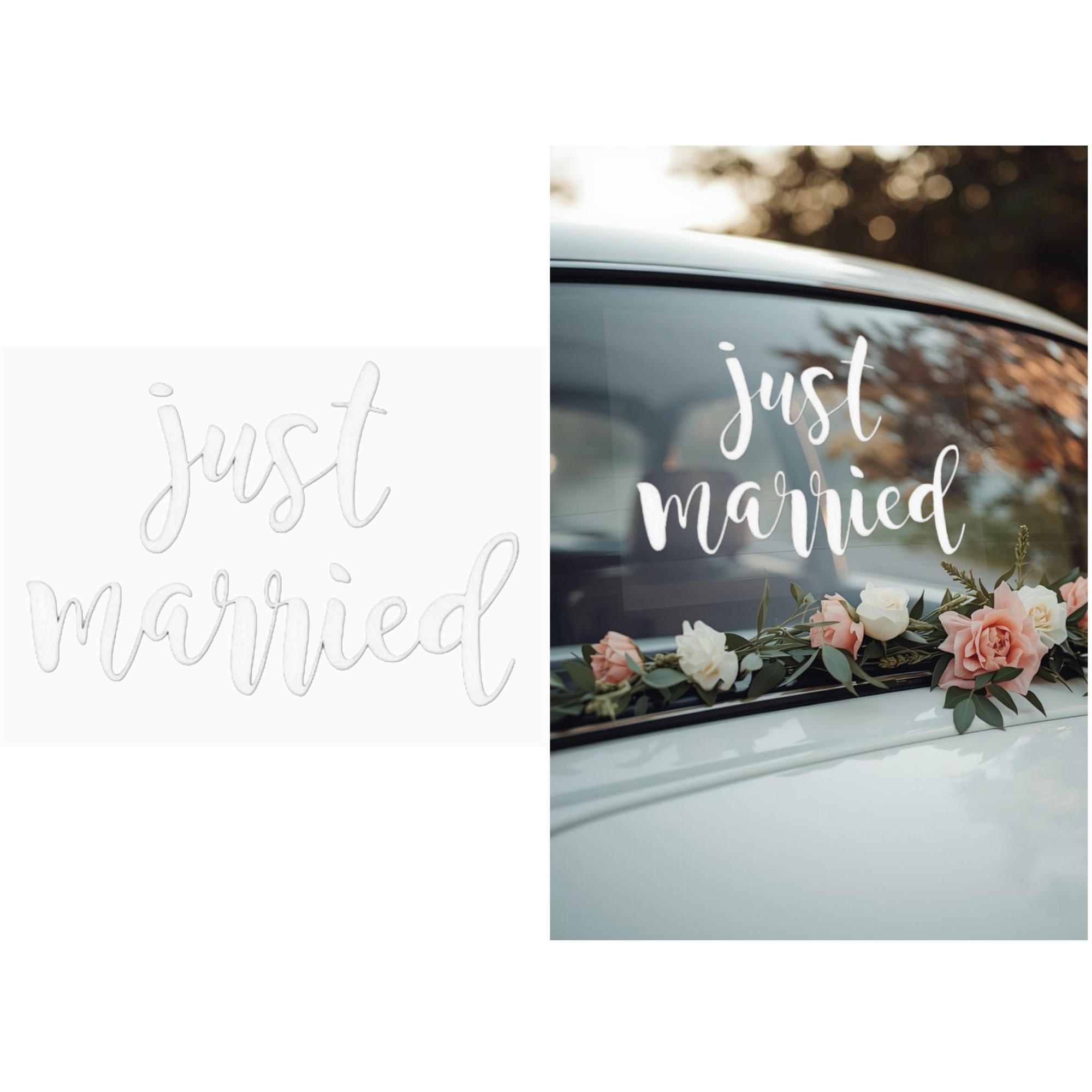 Removable Just Married Wedding Day Car Stickers