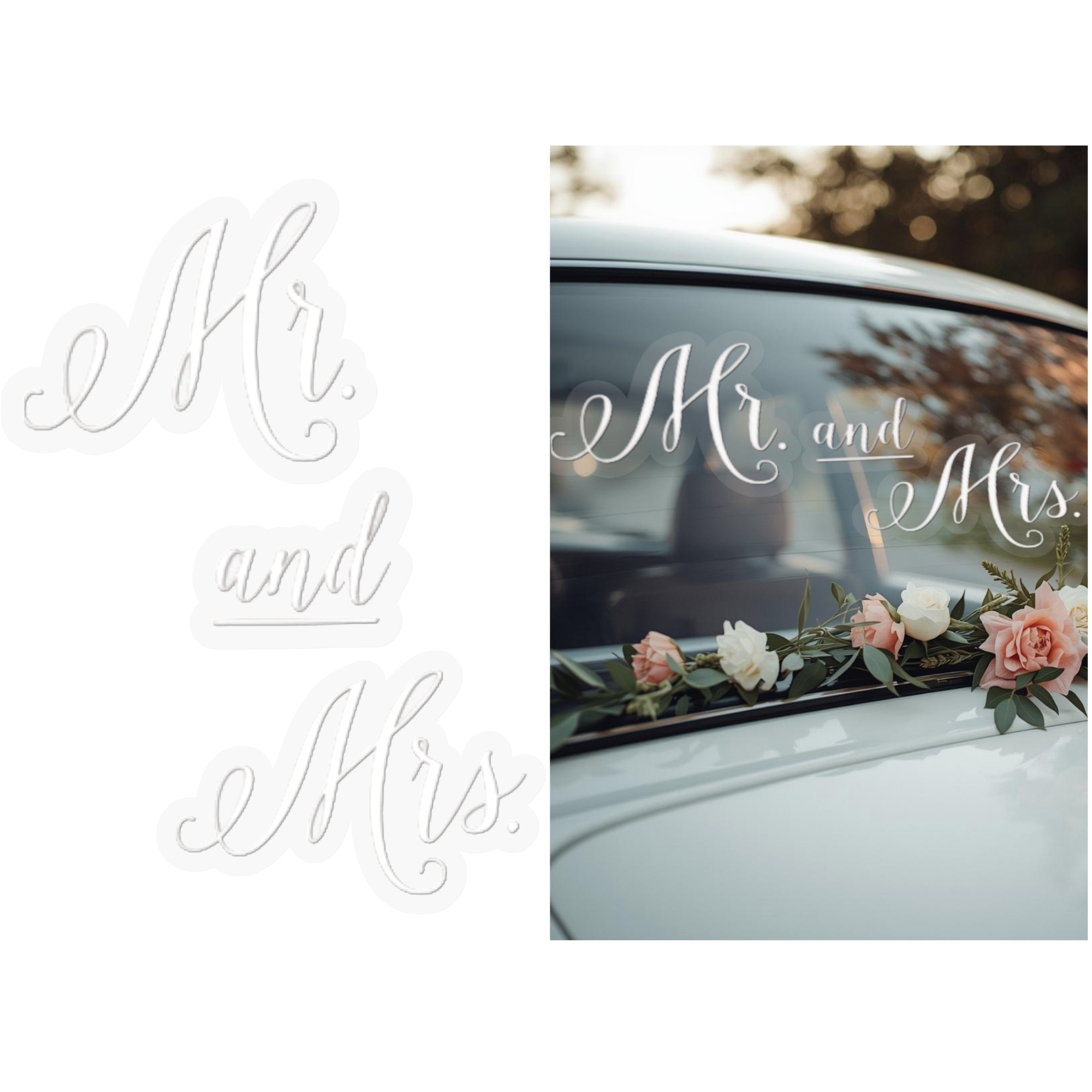 Removable Mr And Mrs Wedding Day Car Stickers