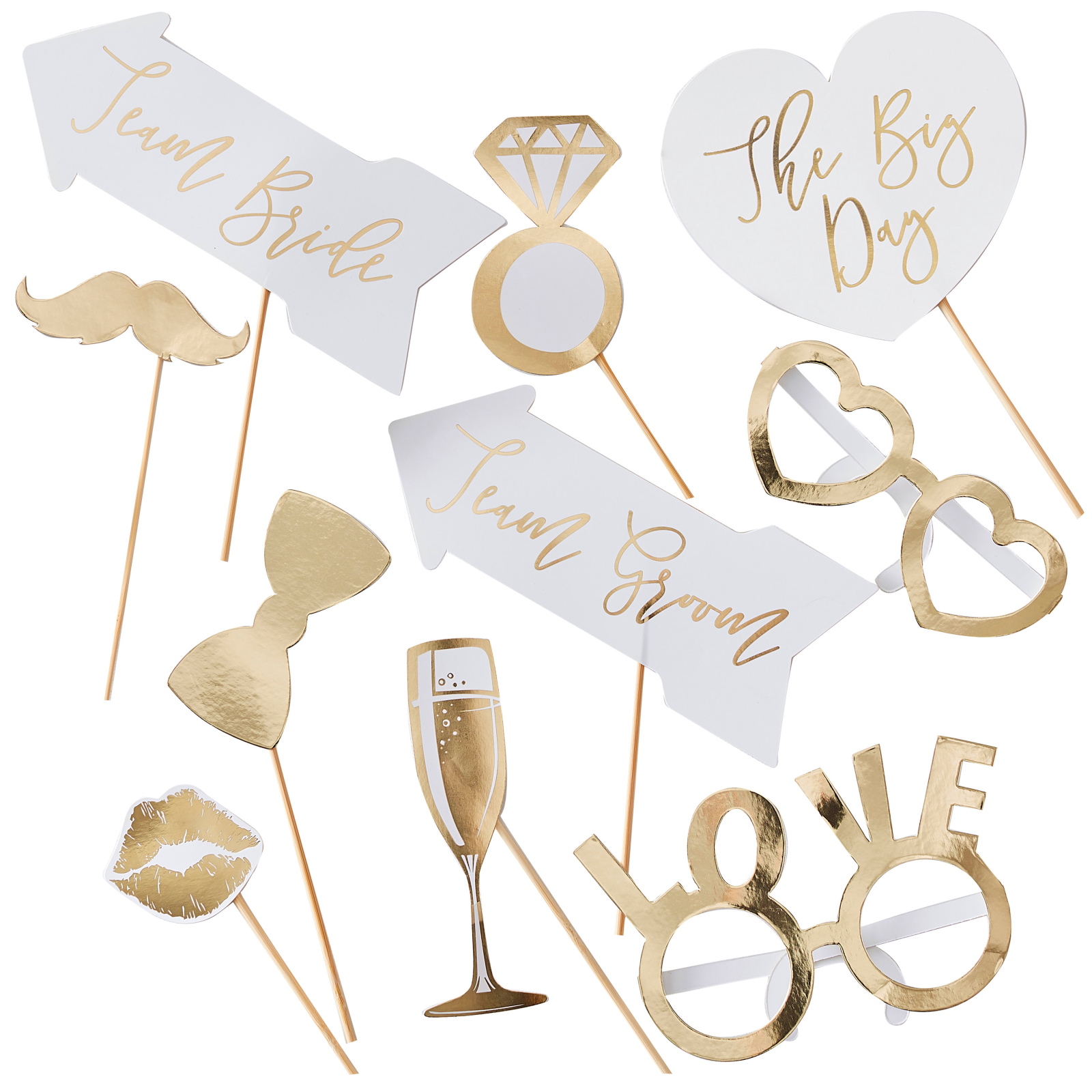 Ginger Ray Gold Wedding Photo Props (Set of 10)