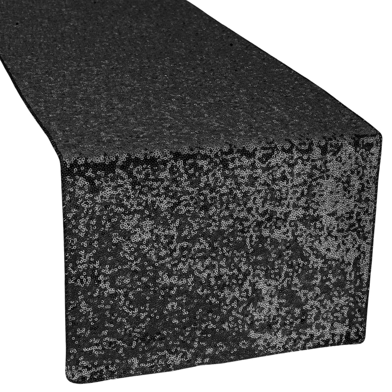 Jet Black Sequin Table Runner (180cm)