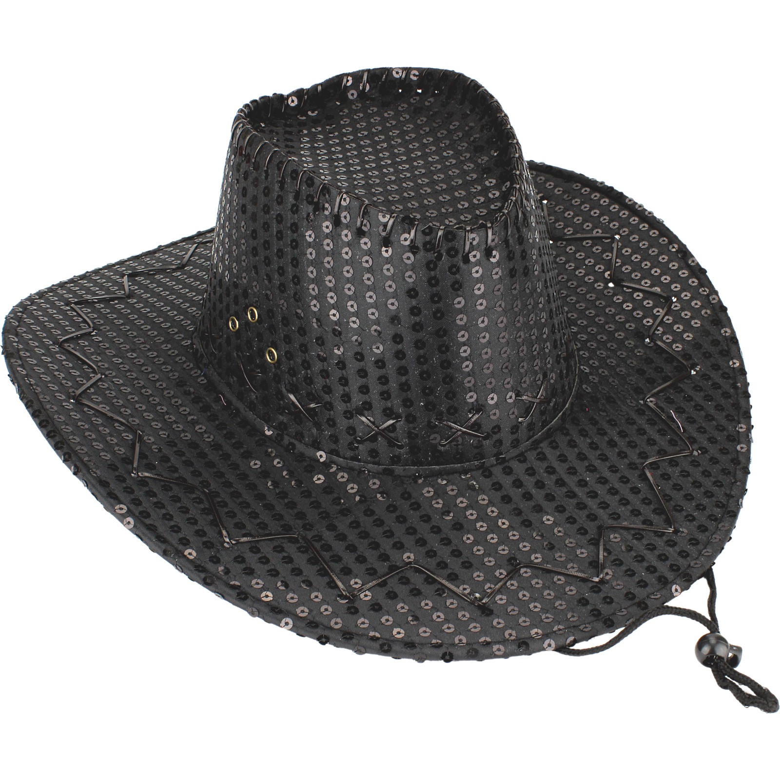Adult Black Sequin Outback Cowboy Hat