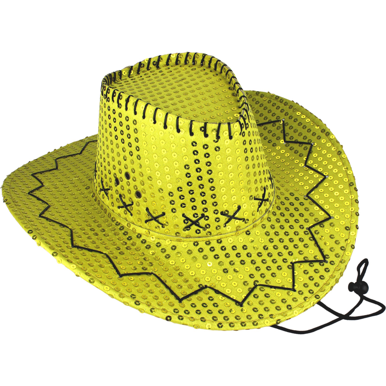 Adult Yellow Sequin Outback Cowboy Hat 
