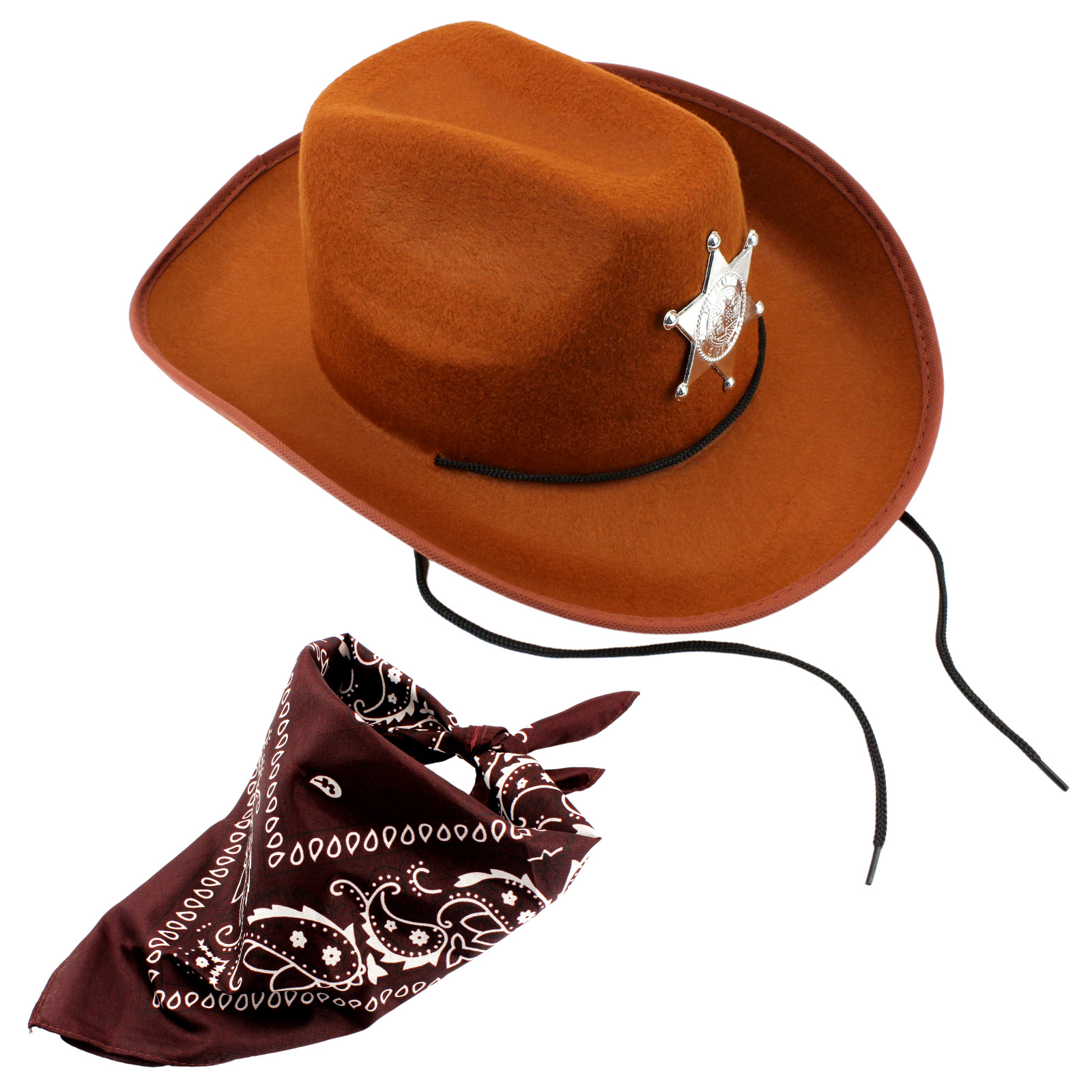 Adult Brown Cowboy Hat with Bandana