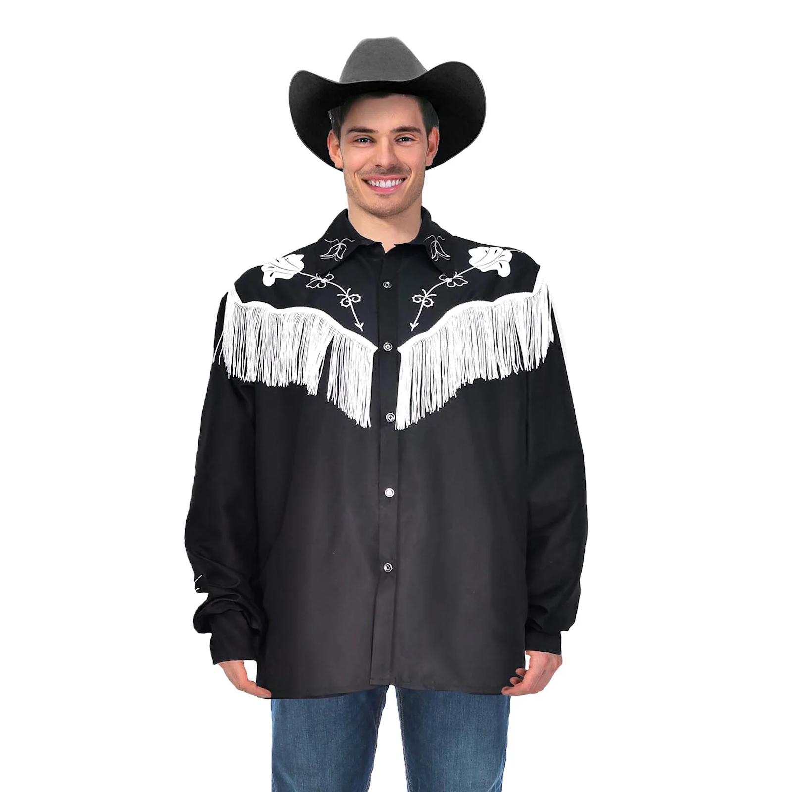 Black Cowboy Shirt Men's Standard One Size