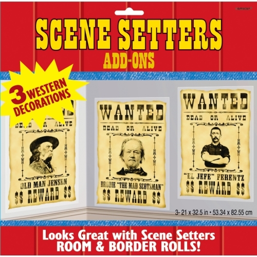 Western Wanted Posters Scene Setter Wall Decorations