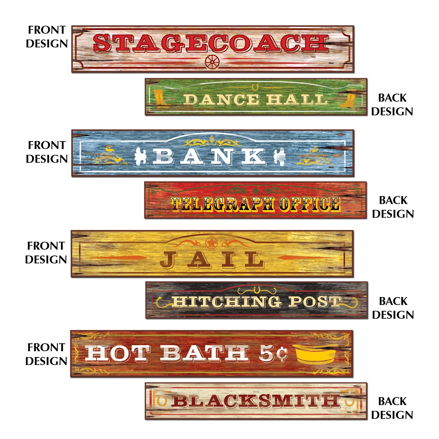 Western Sign Decorations (Pack of 4)