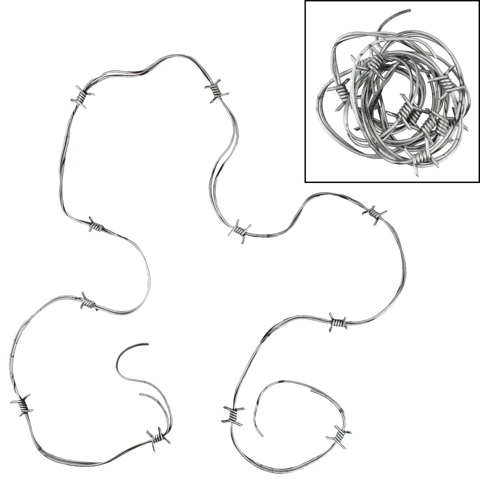 Silver Plastic Barbed Wire Decoration 2.5m