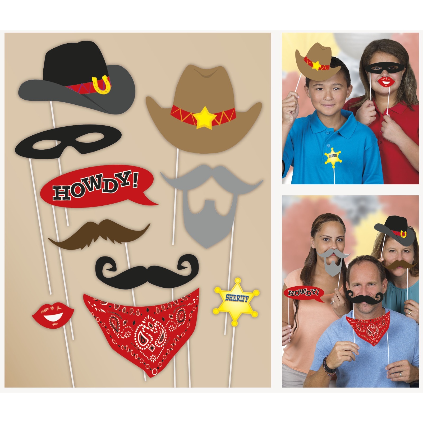 Western Photo Booth Prop Set (Pack of 10)