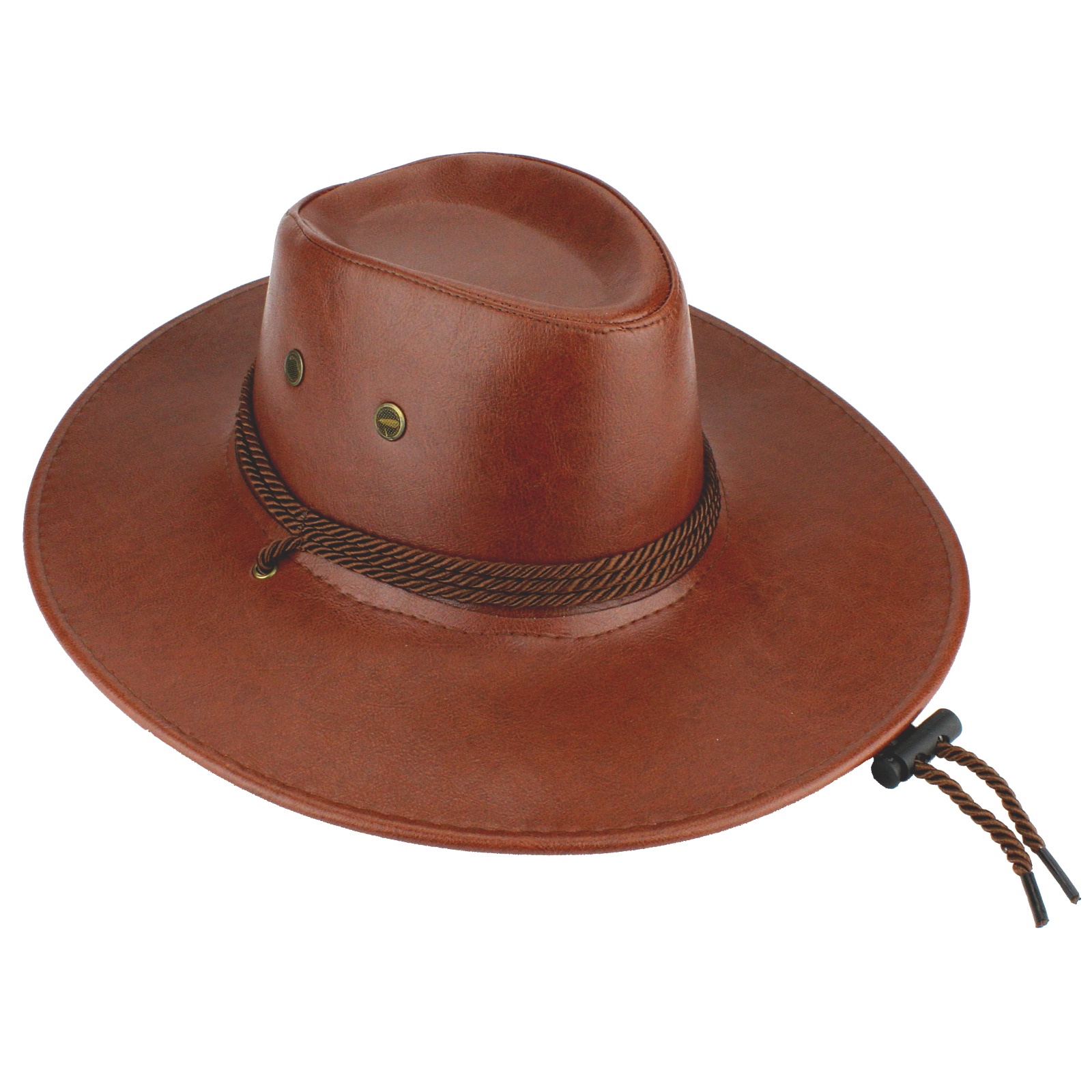 Adult Brown Faux Leather Cowboy Hat