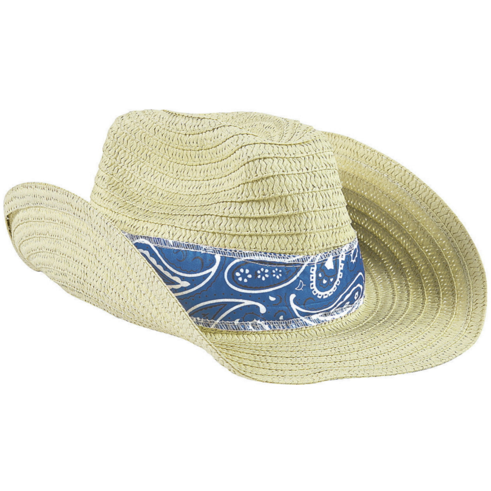 Adult Blue Bandana Woven Cowboy Hat