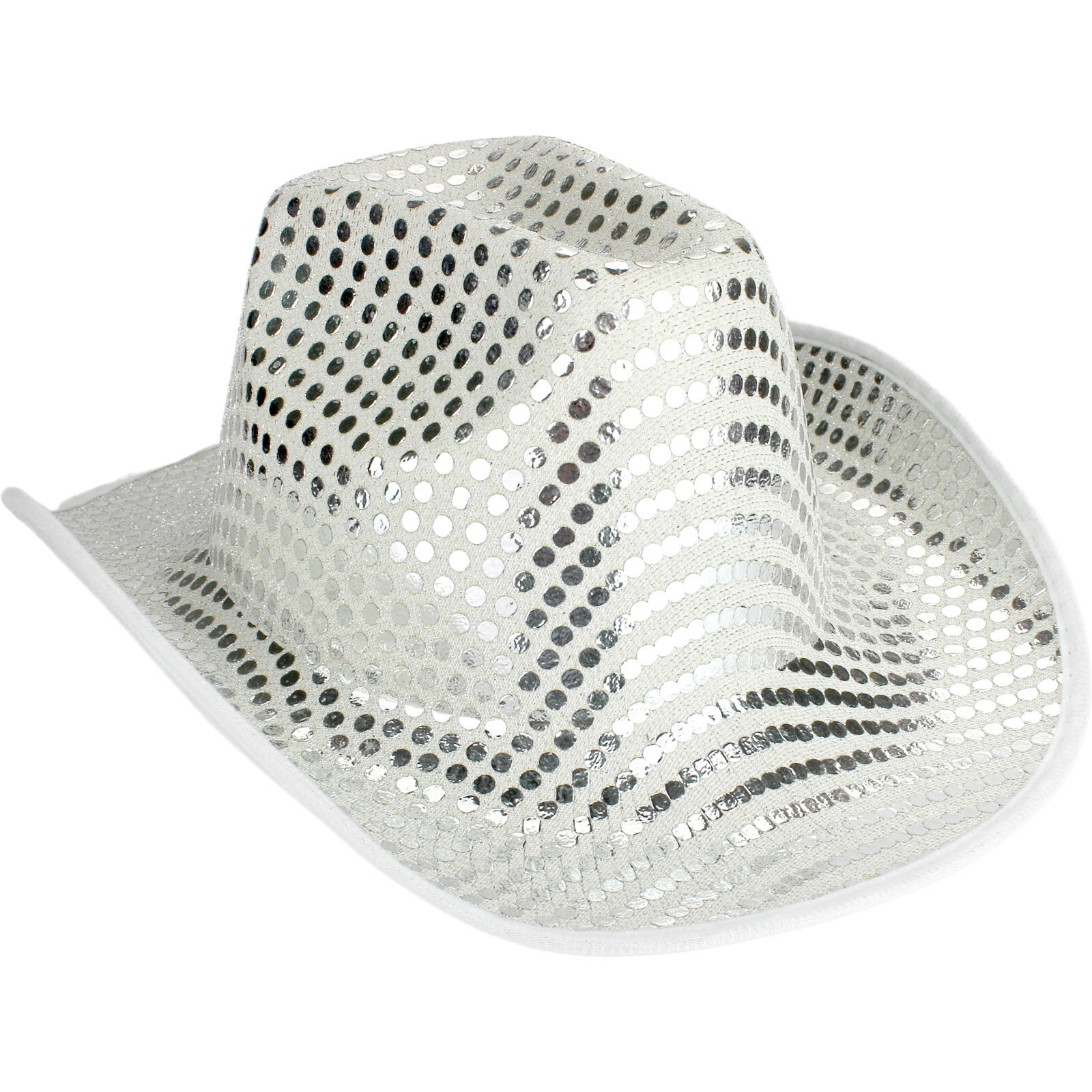 White With Silver Sequin Adult Cowboy Hat