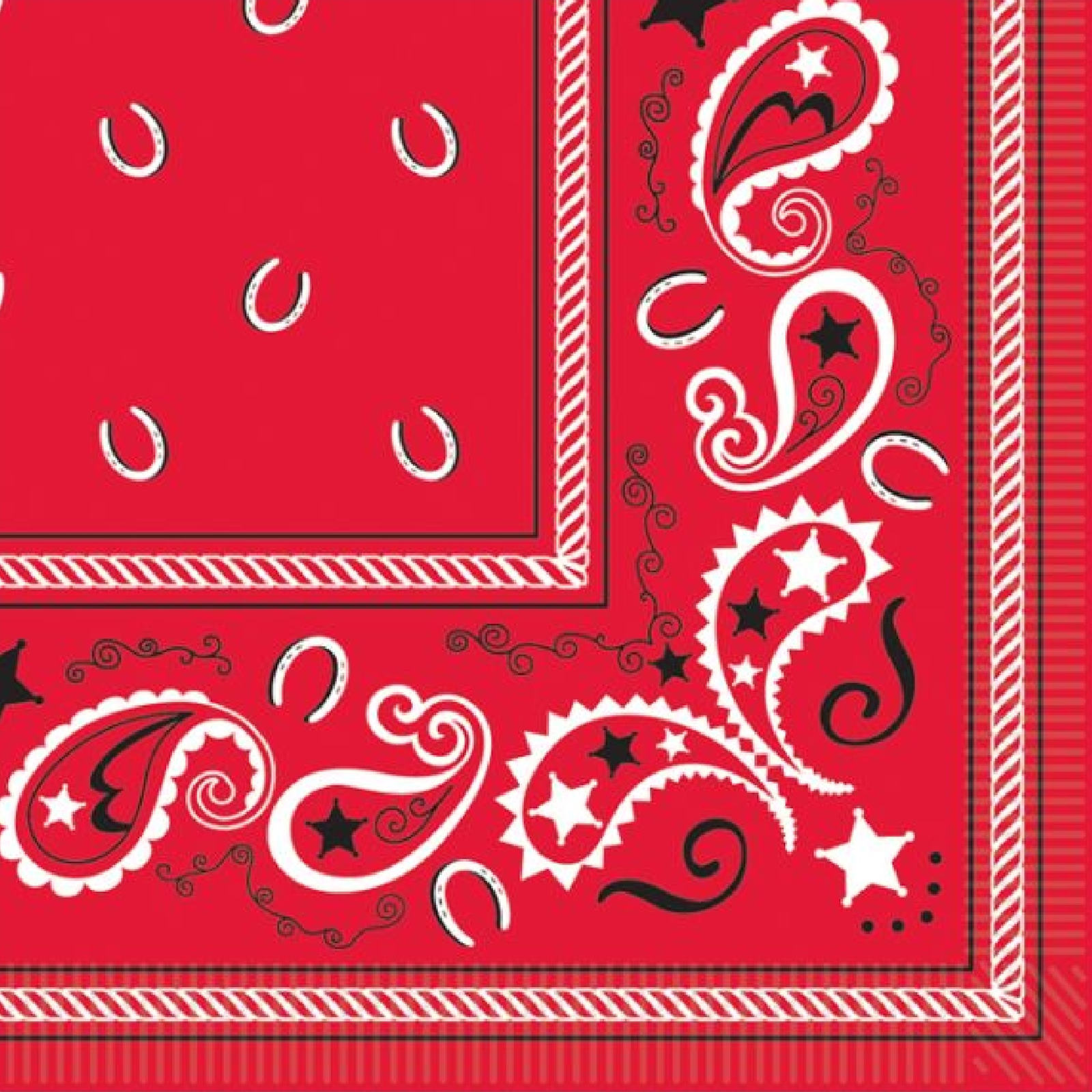 Red Bandana Large Napkins / Serviettes (Pack of 16) 