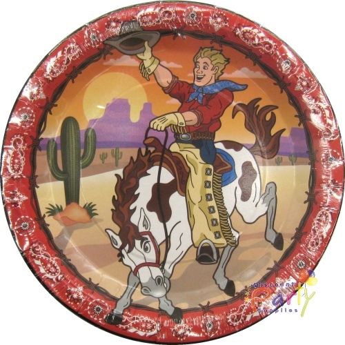 Cowboy Large Paper Plates (Pack of 8)