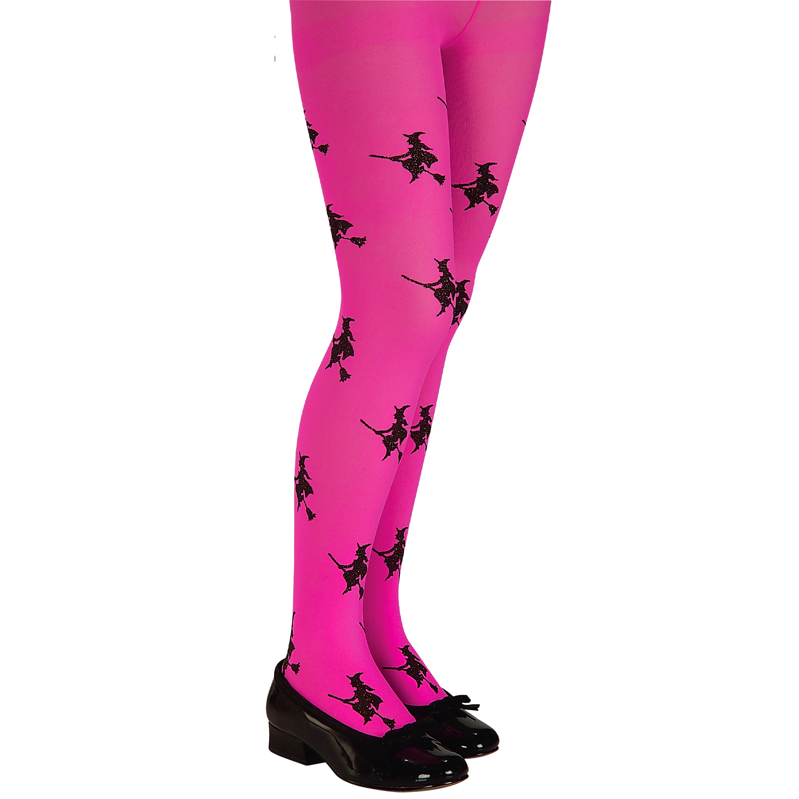 Kids Bright Pink Glitter Witch Tights