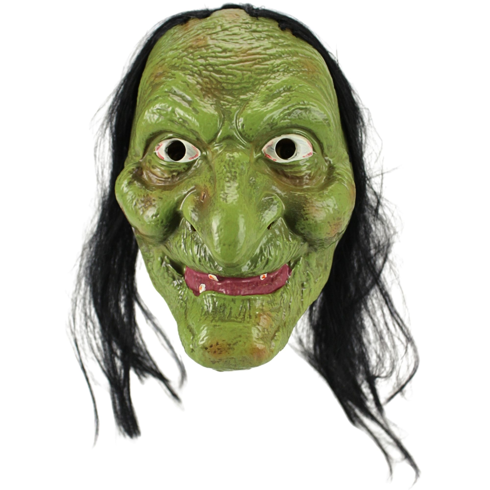 Adult Green Witch Mask With Hair