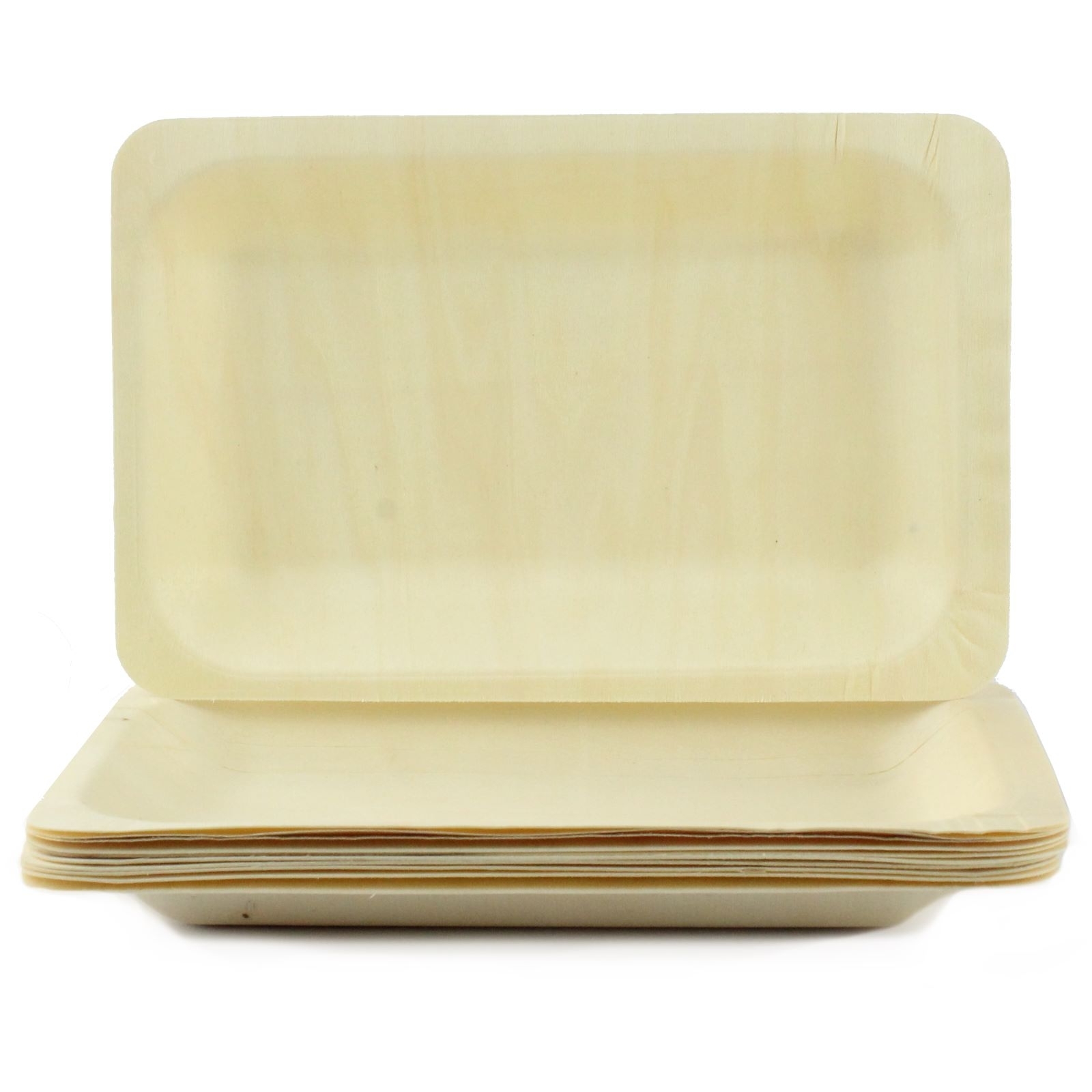 Rectangular Wooden Plates (Pack of 10)