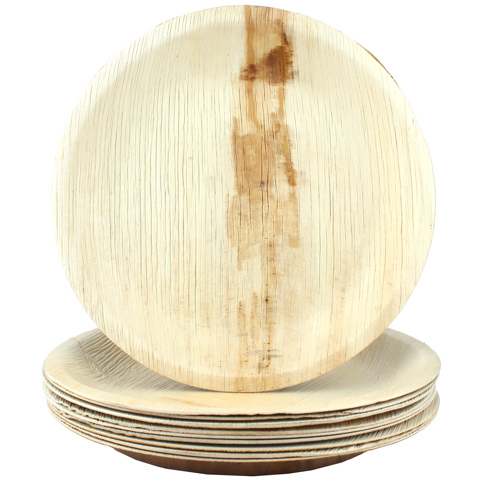 Natural Palm Leaf Large Round Plates (Pack of 10)