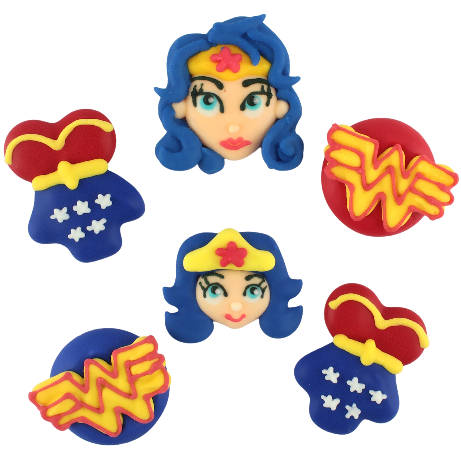 Wonder Woman Edible Sugar Cupcake Decorations (Pack of 6)