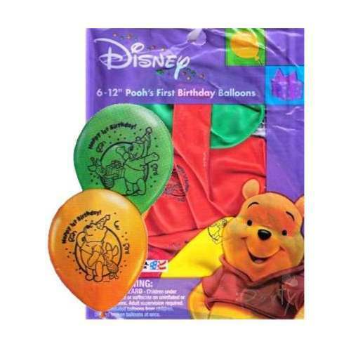 Winnie the Pooh 1st Birthday Balloons (Pack of 6)