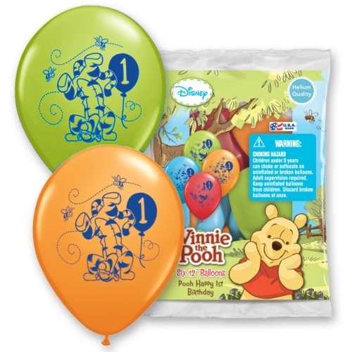 Winnie the Pooh 1st Birthday Balloons (Pack of 6)