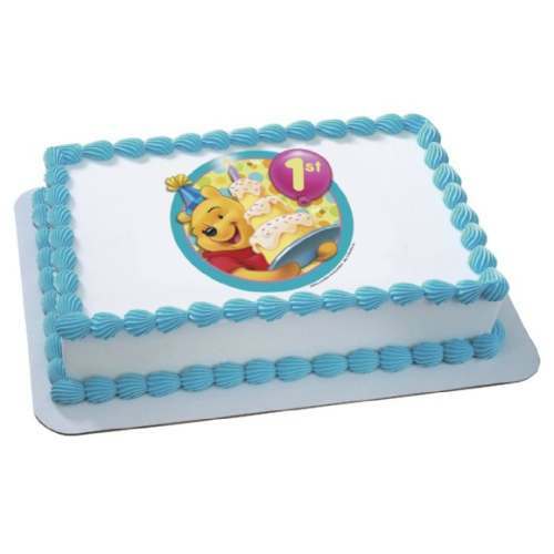 Winnie the Pooh 1st Birthday Edible Icing Cake Decoration