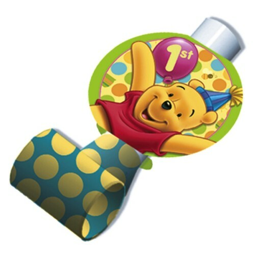 Winnie the Pooh 1st Birthday Party Blowers (Pack of 8)