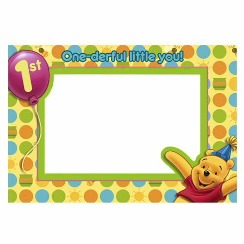 Winnie the Pooh 1st Birthday Photo Holder Cards (Pack of 4)
