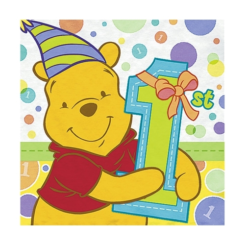 Winnie the Pooh 1st Birthday Large Napkins / Serviettes (Pack of 16)