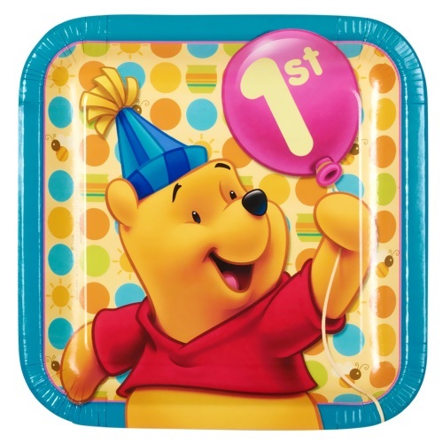Winnie the Pooh 1st Birthday Large Paper Plates (Pack of 8)
