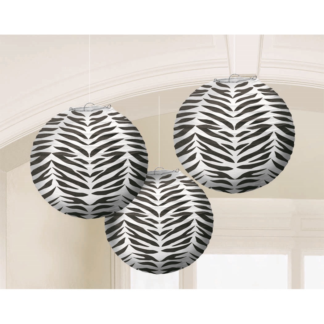 Zebra Print Paper Lanterns (Pack of 3)