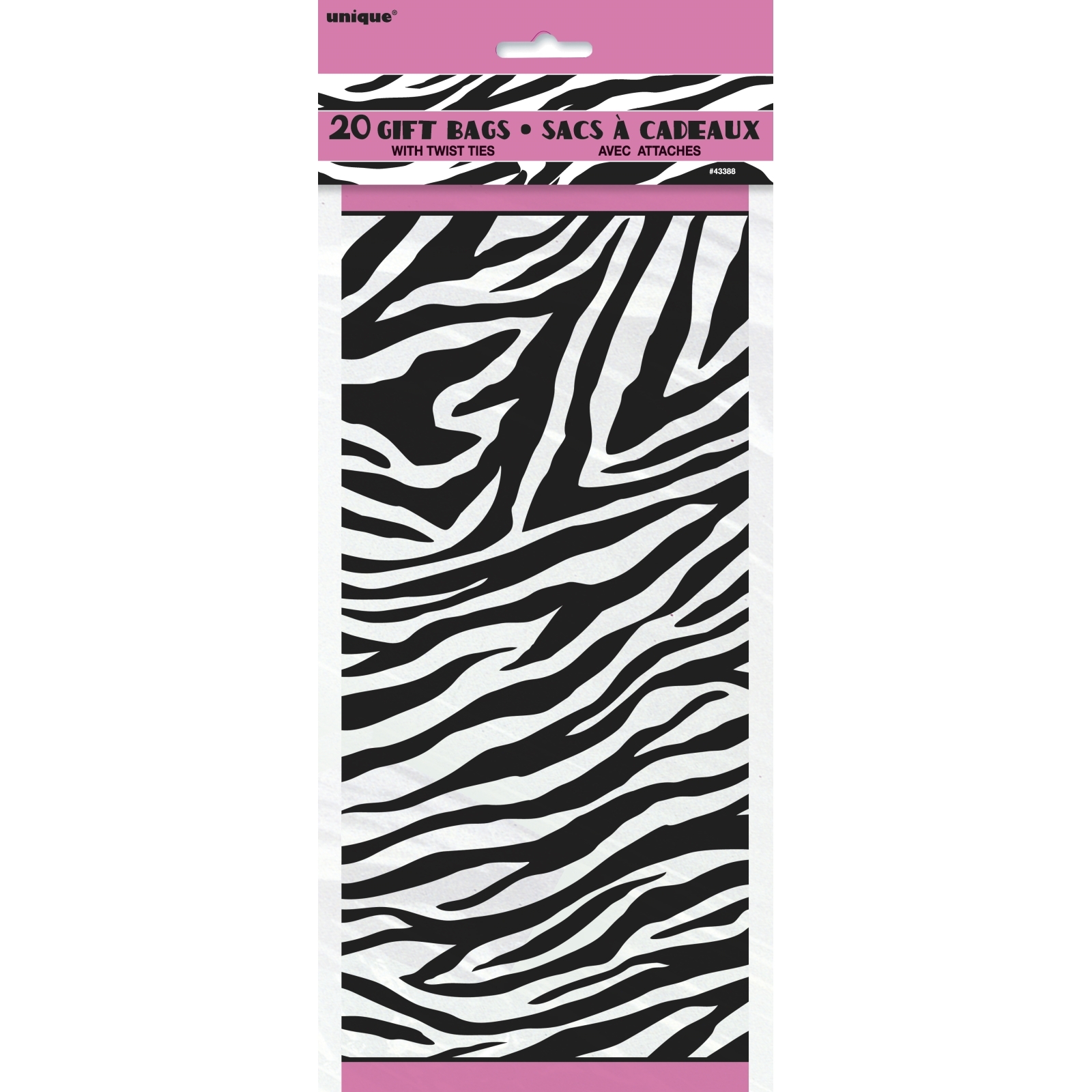 Zebra Passion Cellophane Treat Bags (Pack of 20)