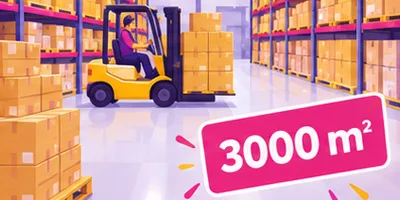 Racking inside the tripled 3,000 square metre warehouse